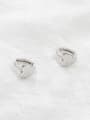 thumb Simple Little Heart Smooth Silver Earrings 2