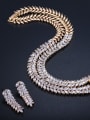 thumb Luxury Shine  AAA Zircon Horse-eye leaves Necklace Earrings 2 Piece jewelry set 2