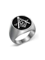 thumb Personalized Freemason Logo Titanium Signet Ring 0