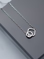 thumb Creative Letter G Shaped S925 Silver Rhinestone Necklace 0