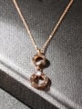 thumb Rose Gold Rhinestone Stainless Steel  Double Loop Shaped Necklace 3