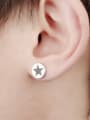 thumb Fashion Black Star Titanium Tiny Round Stud Earrings 1