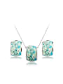 thumb Green Geometric Shaped Polymer Clay Two Pieces Jewelry Set 0