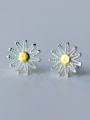thumb S925  silver sweet small daisy stud Earring with gold plated 0
