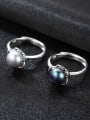 thumb Sterling Silver 9-9.5mm natural  pearls free size ring 0