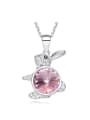 thumb Fashion Cute Rabbit austrian Crystal Pendant 925 Silver Necklace 0