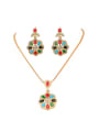 thumb Retro Noble style Colorful Resin stones White Crystals Alloy Two Pieces Jewelry Set 0