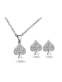 thumb Elegant 18K Platinum Plated Heart Shaped Zircon Two Pieces Jewelry Set 0