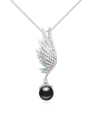 thumb Fashion Tiny Crystals-covered Wing Imitation Pearl Alloy Necklace 3