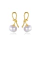 thumb 925 Sterling Silver With  Artificial Pearl Personality Irregular Stud Earrings 0