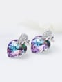 thumb Fashion Purple Heart austrian Crystals Copper Stud Earrings 2