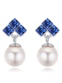 thumb Fashion Square austrian Crystals Imitation Pearl Alloy Stud Earrings 1