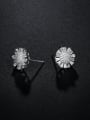 thumb Copper With Platinum Plated Cute Flower Stud Earrings 3