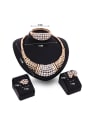 thumb Alloy Imitation-gold Plated Fashion Rhinestone Grid-shaped Four Pieces Jewelry Set 2