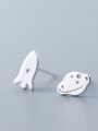 thumb 925 Sterling Silver With Silver Plated Cute Asymmetric Planet Rocket Stud Earrings 2