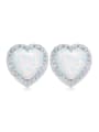 thumb Fashion Heart Opal stone Cubic Shiny Zirconias 925 Silver Stud Earrings 0