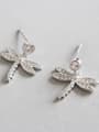 thumb Sterling Silver with tiny Zirconia Dragonfly ear studs 0