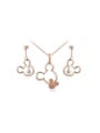 thumb Alloy Rose Gold Plated Fashion Crystals Mickey Mouse Two Pieces Jewelry Set 0