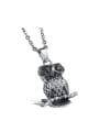 thumb Personalized Owl Zircon Titanium Necklace 0