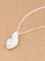 thumb Freshwater Pearl Leaf Silver Necklace 1