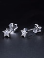 thumb Shiny Stone-studded Little Star 925 Silver Stud Earrings 2