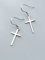 thumb 925 Sterling Silver With Platinum Plated Simplistic Cross Drop Earrings 3