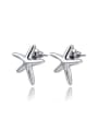 thumb High-grade Starfish Shaped Platinum Plated Earrings 0