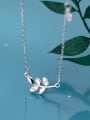 thumb 925 Sterling Silver With Platinum Plated Simplistic Leaf Necklaces 2