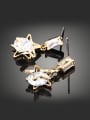 thumb Champagne Gold Plated Zirconias-studded Star Copper Stud Earrings 1