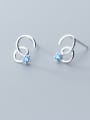 thumb 925 Sterling Silver With Silver Plated Simplistic Geometric Five Claws Stud Earrings 2