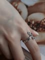 thumb Personalized Black Cross Silver Opening Ring 1