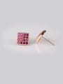 thumb Qing Xing Ruby Square stud Earring,  Luxury Genuine Rose Gold Plated, Anti-allergic 1