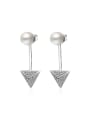 thumb Fashion Imitation Pearl Cubic Zirconias Triangle Stud Earrings 0