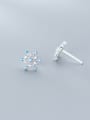 thumb 925 Sterling Silver With Platinum Plated Simplistic Snowflake  Stud Earrings 2