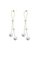 thumb Alloy With Gold Plated Simplistic Artificial Pearl  Tassel Earrings 0