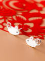 thumb 925 Sterling Silver With Platinum Plated Cute Mouse Stud Earrings 3