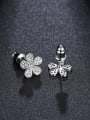 thumb Copper With 3A cubic zirconia Simplistic Flower Stud Earrings 0