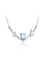 thumb 925 Sterling Silver With Platinum Plated Cute Antlers Heart Necklaces 0