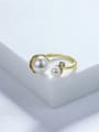 thumb Elegant Open Design 18K Gold Plated Artificial Pearl Ring 1