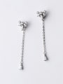 thumb Exquisite Triangle Shaped Rhinestones Silver Drop Earrings 0