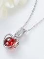 thumb Fashion Hollow Heart Red Garnet Bead 925 Silver Pendant 2