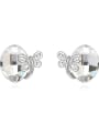 thumb Simple Oval austrian Crystal Little Butterfly Alloy Stud Earrings 2