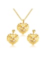 thumb Luxury Gold Plated Hollow Heart Zircon Two Pieces Jewelry Set 0