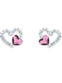 thumb Tiny Heart austrian Crystals Alloy Stud Earrings 2