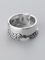 thumb Personality Flower Pattern Geometric S925 Silver Ring 0