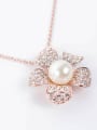 thumb Alloy Rose Gold Plated Fashion Pearl and CZ Flower-shaped Four Pieces Jewelry Set 1