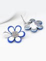 thumb Fashion Elegant Tiny Rhinestones Blue White Flower Alloy Stud Earrings 2