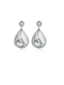 thumb 925 Sterling Silver With Platinum Plated Simplistic Water Drop Drop Earrings 0