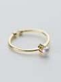 thumb Adjustable Gold Plated Artificial Pearl S925 Silver Ring 0