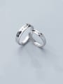 thumb 925 Sterling Silver With Platinum Plated Cute Hollow Fish Free Size Rings 2